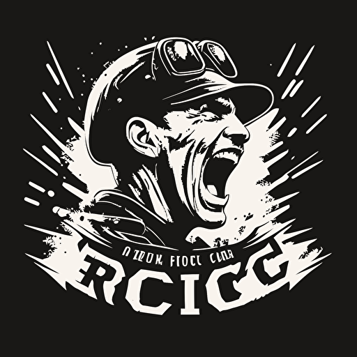 logo of a wild board roaring on a white background, "RC08" written on the white background , vector, black background, US ARMY WWII theme, high res