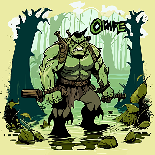 ogre in a swamp, vector logo, vector art, emblem, simple cartoon, 2d