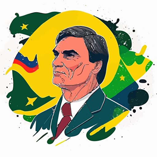 Bolsonaro in brazil colors doodle vector ilustration