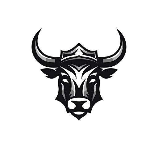 bull Shape, Crown, icon, simple, logo technique, comic vector illustration style, flat design, minimalist icon, flat, adobe illustrator, black and white, white background