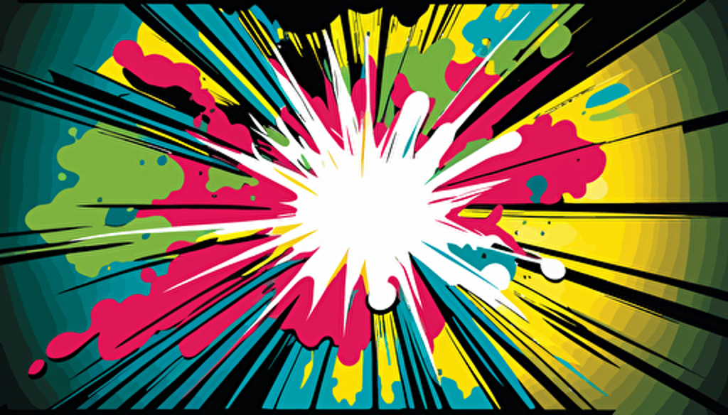 a explosion of colours, rays from the centre, modern design, Manga comic style, vibrant colours, vector illustration