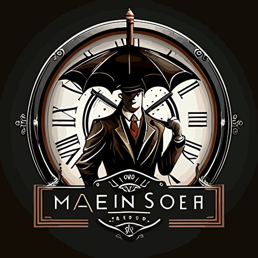 logo vector store men, horloge, vitesse, parapluie, art deco style