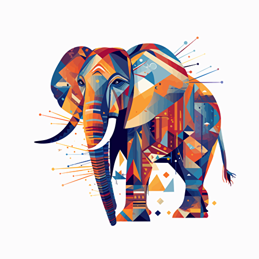 a colourful abstract elephant flat vector