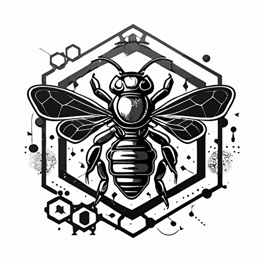 iconic logo of a worker bee, black vector, on white background