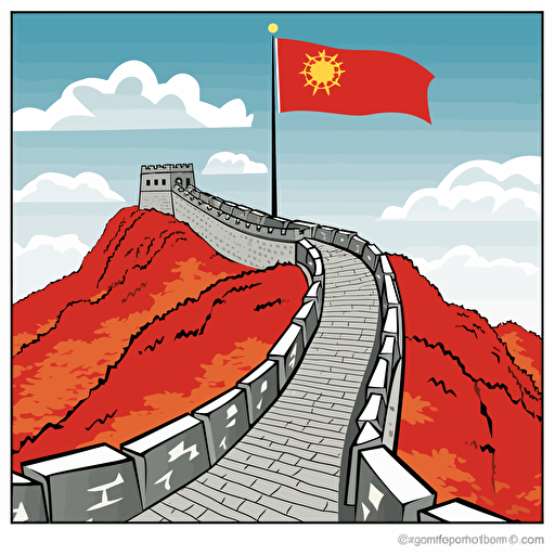 1d clip art Vector Image of the great wall of china, digital illustration
