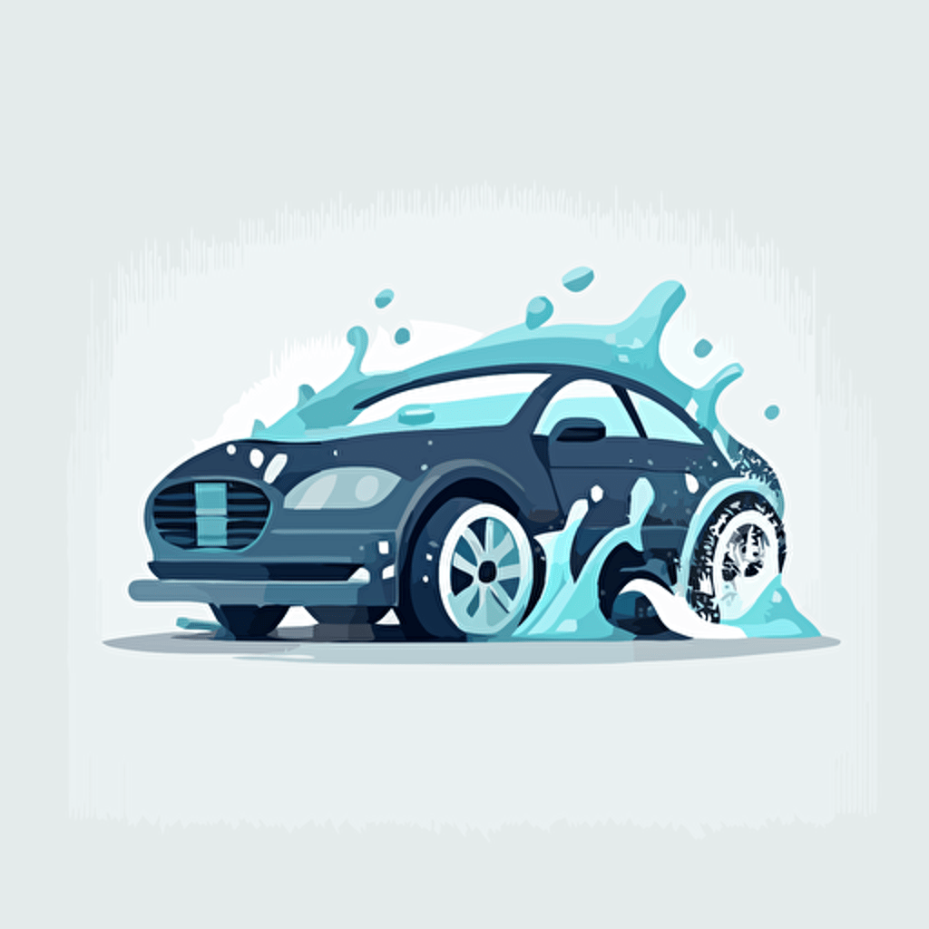 washing a car,vectorized logo, flat, white background