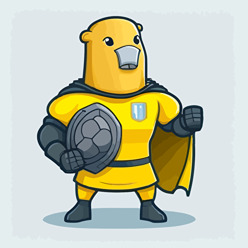 logo, yellow gopher suit of armor, holding a soccerball, cartoon style, vector, no background