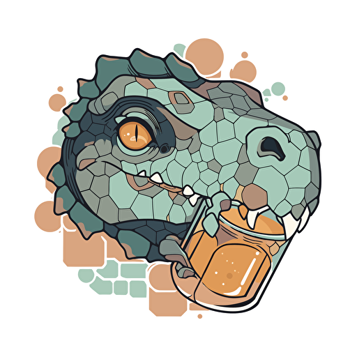 Tiled t-rex head and beer, flat, vector, no background