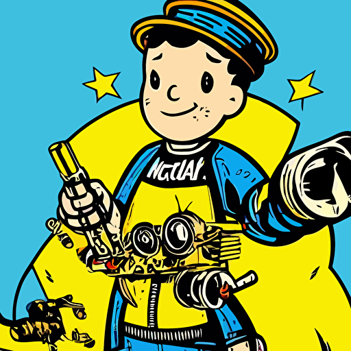 fallout 7 6 retro futurist illustration art butcher billy sticker colorful illustration highly detailed simple smooth clean vector curves jagged lines vector art smooth andy warhol style