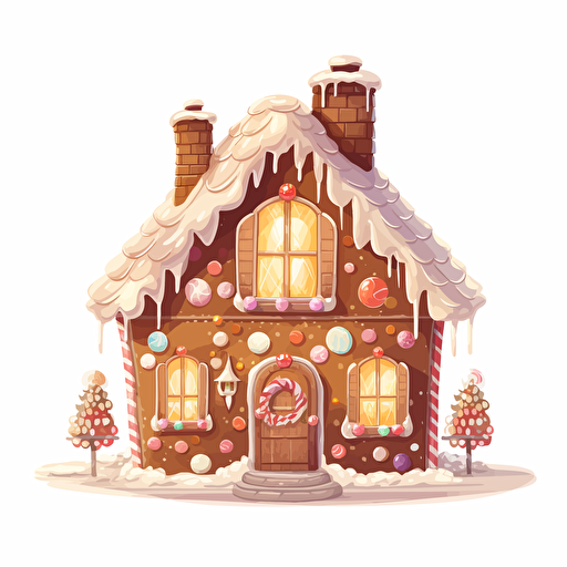 cartoon style gingerbread house clear white background vector
