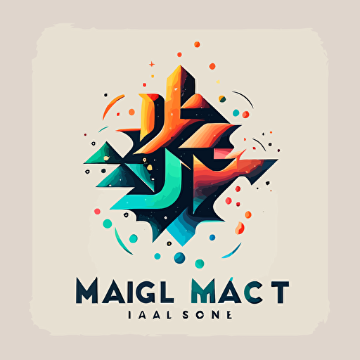 digital magic, minimalistic logo, simple shapes, magic effects, multi color, style vector