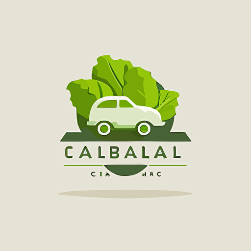 Flat, 2D, Logo minimal, simple logo, salad, lettuce, cultural, fresh, clean, smooth, plain, vector, cars salad company