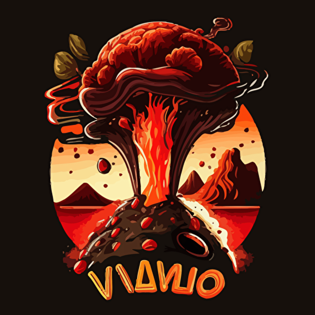 vector logo a vulcano blowing up from a tomato call Lavarosso