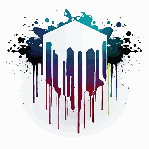 octagonal vector logo, white background, modern, drippy