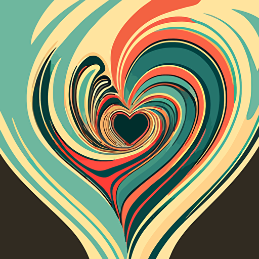 Heart in a trippy style, acid core style, simple, vector art, minimalism, pastel colors