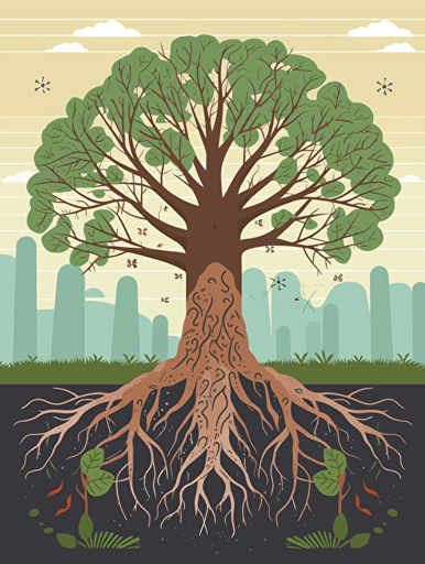 flat vector illustration, Yggdrasil tree, high quality, detailed