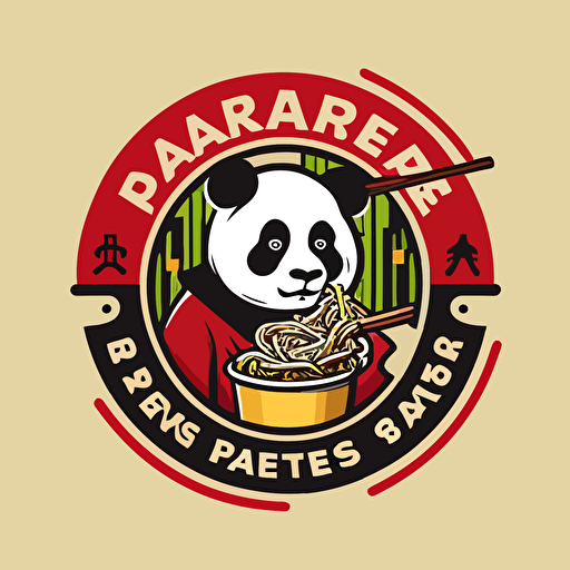 logo similiar to Panda Express with panda and noodles 2d color vector flat