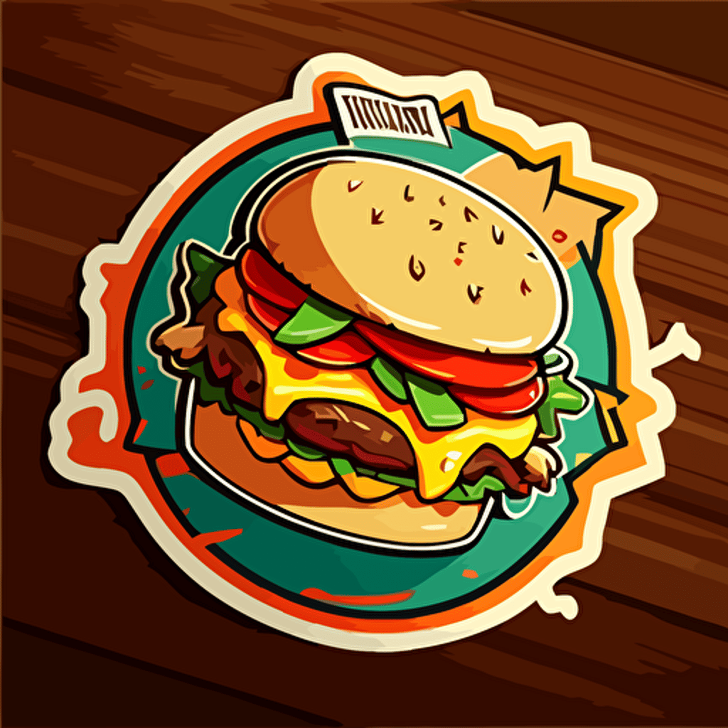 Burger logo:sticker,illustration ,vector ,cartoon style