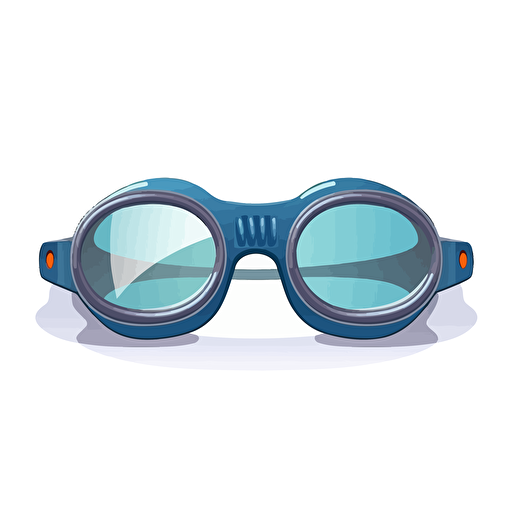 vector drawing of swim goggles, front view, opaque lenses, flat color, retro styling