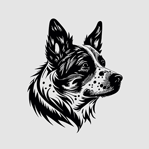A logo of a dog in a vector style with no background in black and white colors