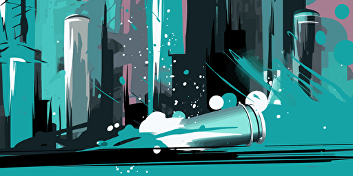 a colorful background flat vector artwork resembling new york graffiti street art style brush strokes and spray can using teal and black