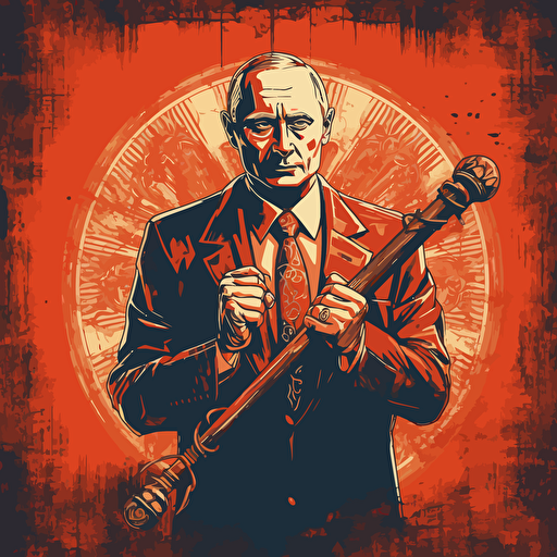 Putin holding hammer in Obey theme, vector, highly detailed, gritty