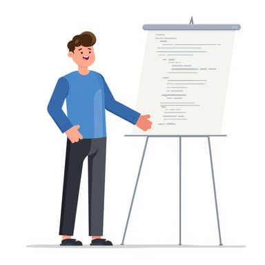 a man presenting code architecture 