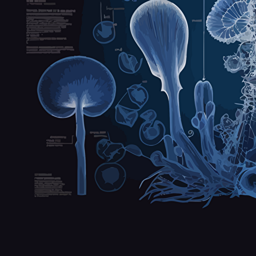vector mushroom xray and blueprint