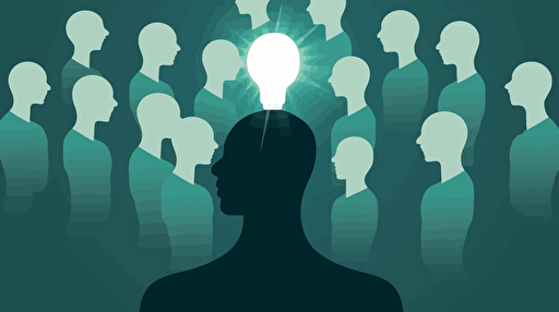 thought leadership concept, vector illustration, grey and dark teal colors