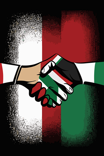 Hand in hand, unity, solidarity, hands, shaking hands, Palestinian flag, vector illustration