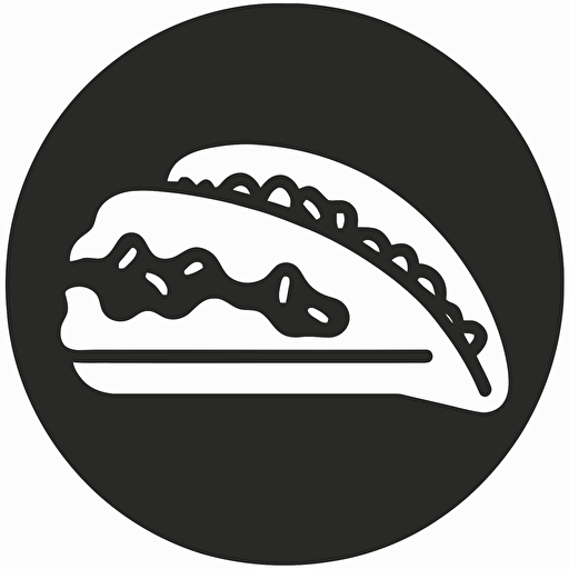 taco icon, simple outline, vector, clean, modern, hipster, black, white background, by Keith Herring