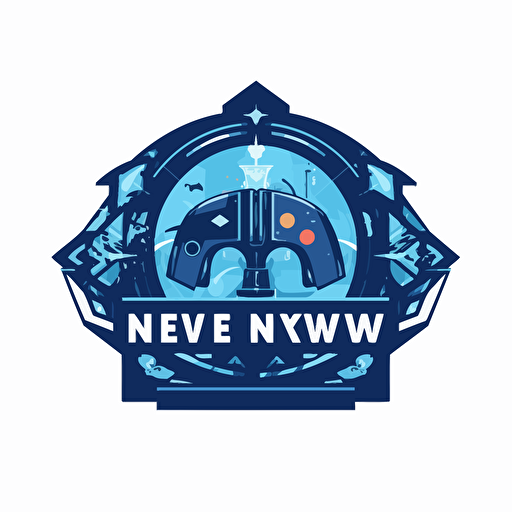 a colorful blue vector art news logo in style of gaming logo, transparent background