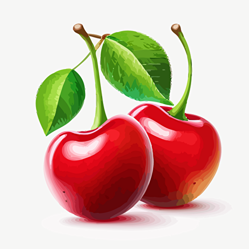 A couple of 2 cherries. Bright and voluminous, vector. White background