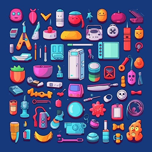A set of 50 different items, vector art by Martina Krupičková, behance contest winner, postminimalism, digital illustration, flat shading, 2d game art