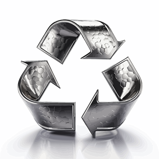 recycle symbol made with steel, vector image, adobe illustrator, white background