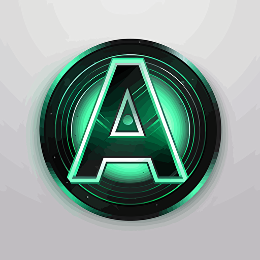 futuristic vector logo, stylized letters 'A L', green and black on white background, minimalistic