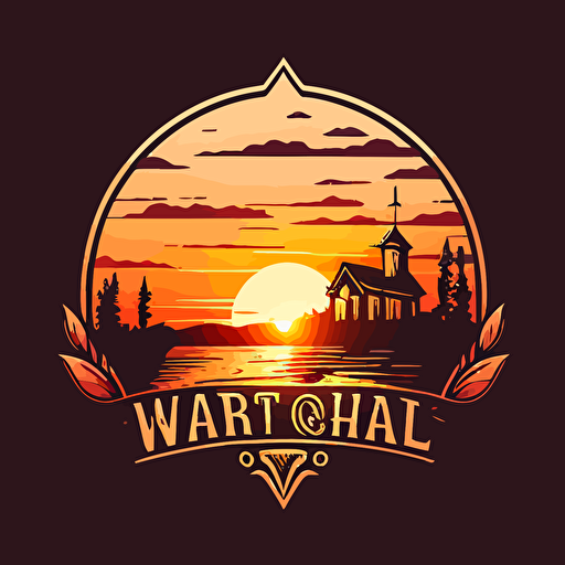wait chapel sunset logo vector