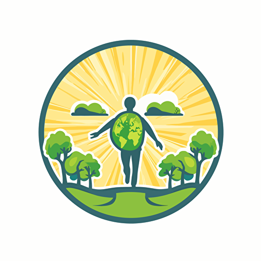 caring about the earth vector logo, white background