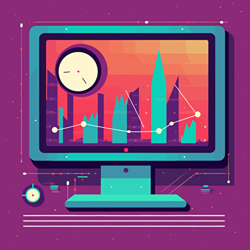 performance monitoring, medium detail, liberal use of purple, simple, vector