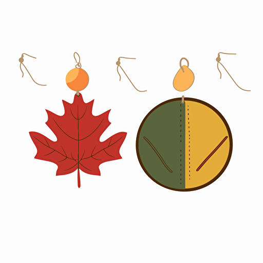 vector of collection of fall-themed leather earrings white background