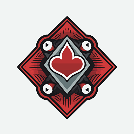 poker company logo, flat vector, simple, flat, 2d, low detail, smooth, plain, minimal, straight design, white background, without text,