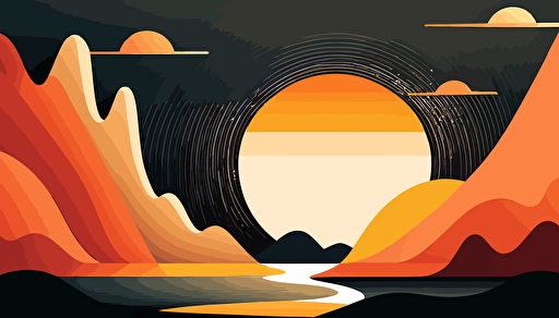 sunrise, painted as shapes, abstract, minimal, low detail, vector art,