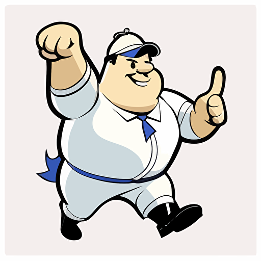 logo,mascot, simplistic, chubby policeman signaling touchdown, vector, white background
