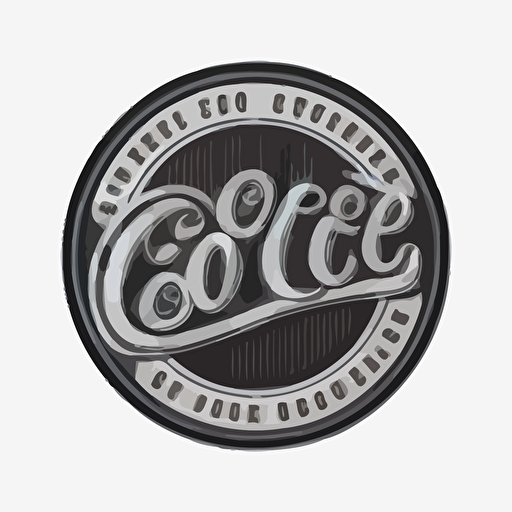 Round Coofee Shop Logo letters, simple black and white, 2d, vectorized