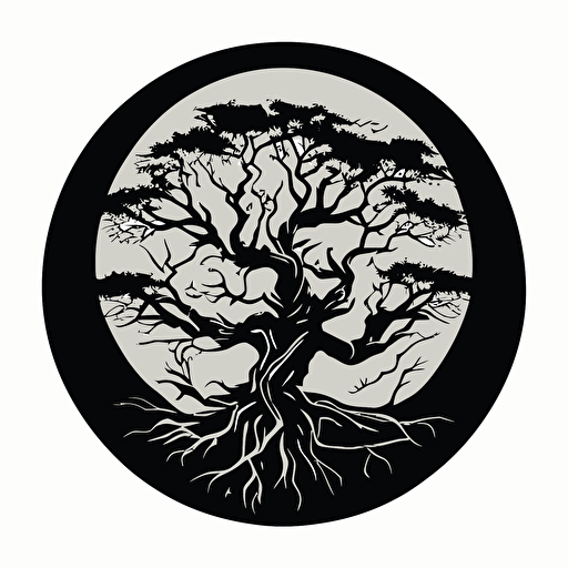 tree of life zen, Circular Sticker, Vector