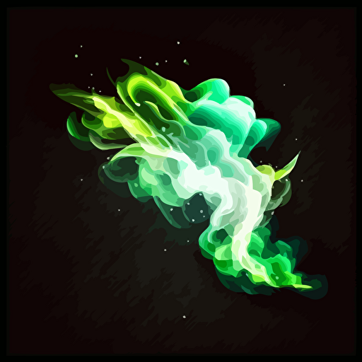 a cloud of light, looks like energy flowing in the air, flowing from left to right, energy flow is green, drawn on transparent background, vector illustration