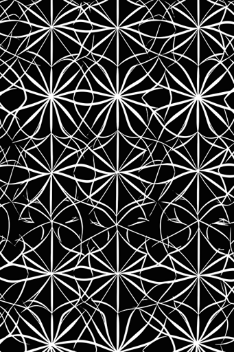decorative geometric pattern, black on white background, vector, one line