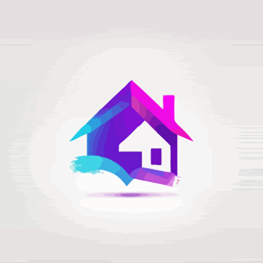 Logo house use the colors purple pink and blue only on white background modern vectorized simple logo
