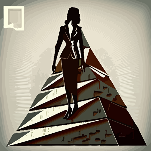 Businesswomen in business suit on piramide, highly detailed vector illustration