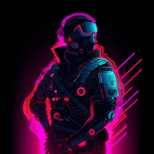 cyberpunk cop, vector illustration style, neon lights, small details